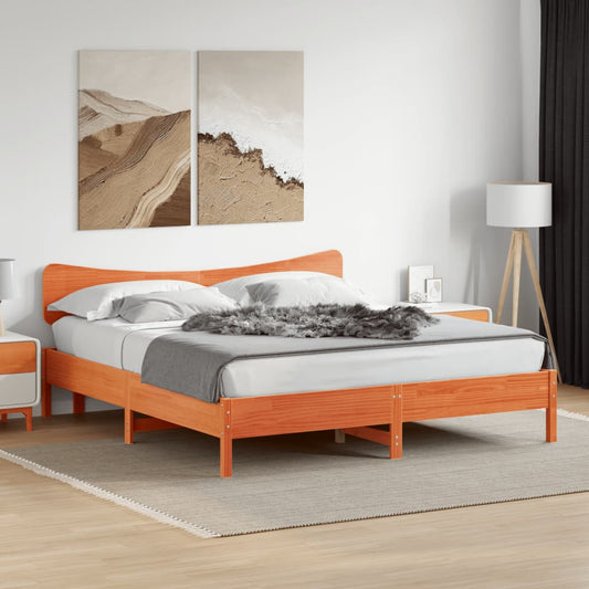 Bed Frame without Mattress Wax Brown 200x200 cm Solid Wood Pine