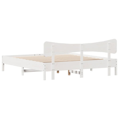 Bed Frame without Mattress White 180x200 cm Super King Solid Wood Pine