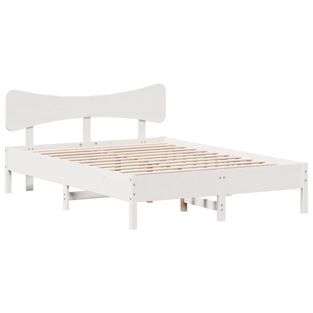 Bed Frame without Mattress White 140x200 cm Solid Wood Pine