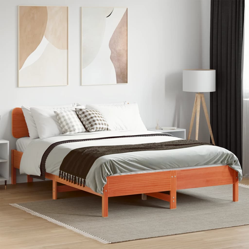 Bed Frame without Mattress Wax Brown 140x200 cm Solid Wood Pine
