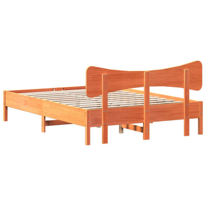 Bed Frame without Mattress Wax Brown 140x200 cm Solid Wood Pine
