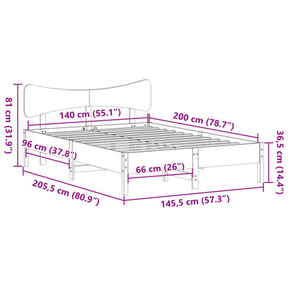 Bed Frame without Mattress Wax Brown 140x200 cm Solid Wood Pine