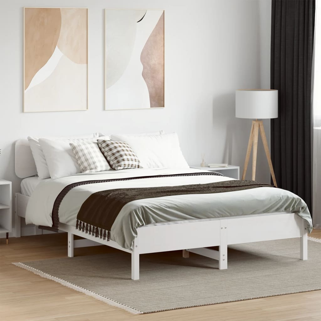 Bed Frame without Mattress White 140x190 cm Solid Wood Pine