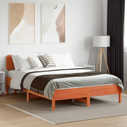 Bed Frame without Mattress Wax Brown 140x190 cm Solid Wood Pine