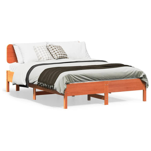 Bed Frame without Mattress Wax Brown 140x190 cm Solid Wood Pine