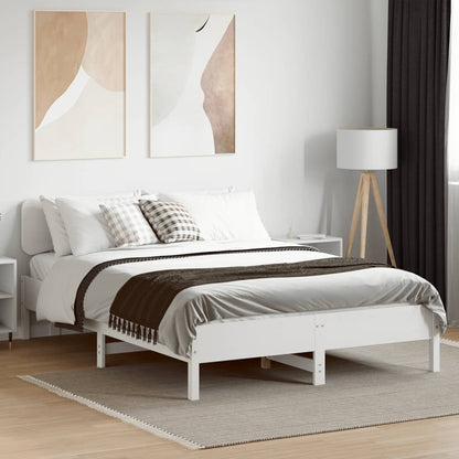 Bed Frame without Mattress White 135x190 cm Double Solid Wood Pine