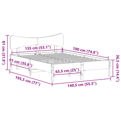 Bed Frame without Mattress White 135x190 cm Double Solid Wood Pine
