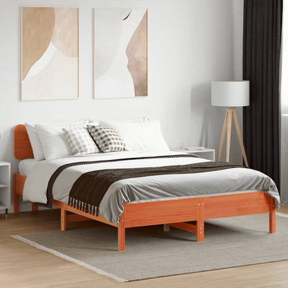 Bed Frame without Mattress Wax Brown 120x190 cm Small Double Solid Wood Pine