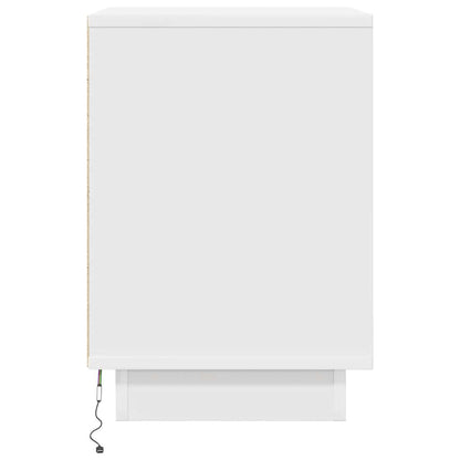 Bedside Cabinet with LED Lights White 38x34x50 cm