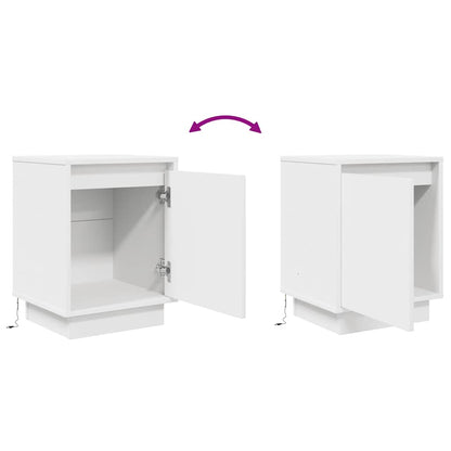 Bedside Cabinet with LED Lights White 38x34x50 cm
