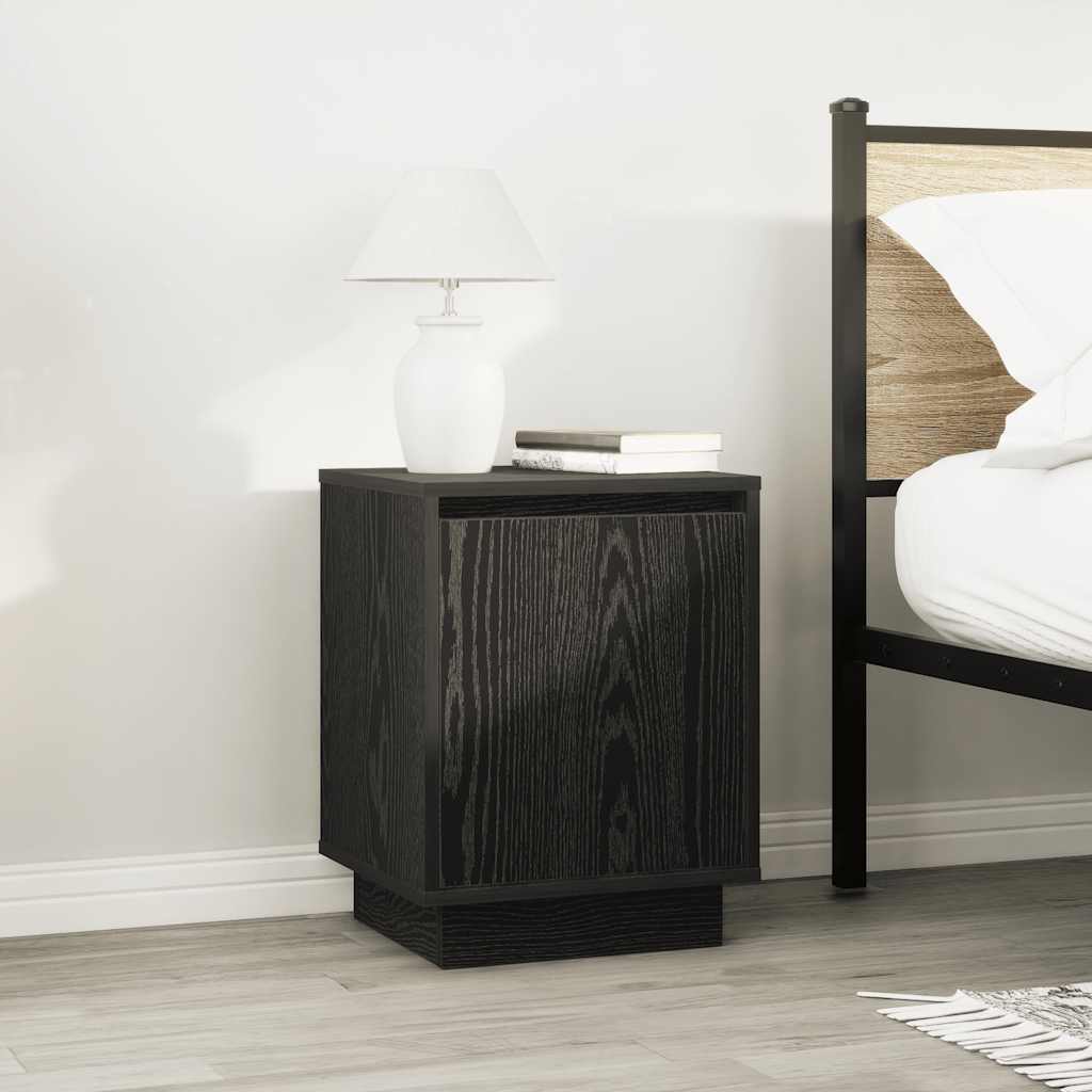 Bedside Cabinet with LED Lights Black 38x34x50 cm