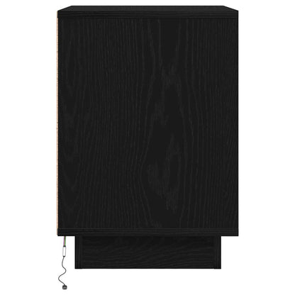 Bedside Cabinet with LED Lights Black 38x34x50 cm