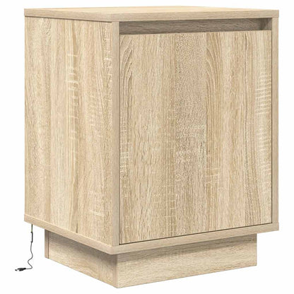 Bedside Cabinet with LED Lights Sonoma Oak 38x34x50 cm