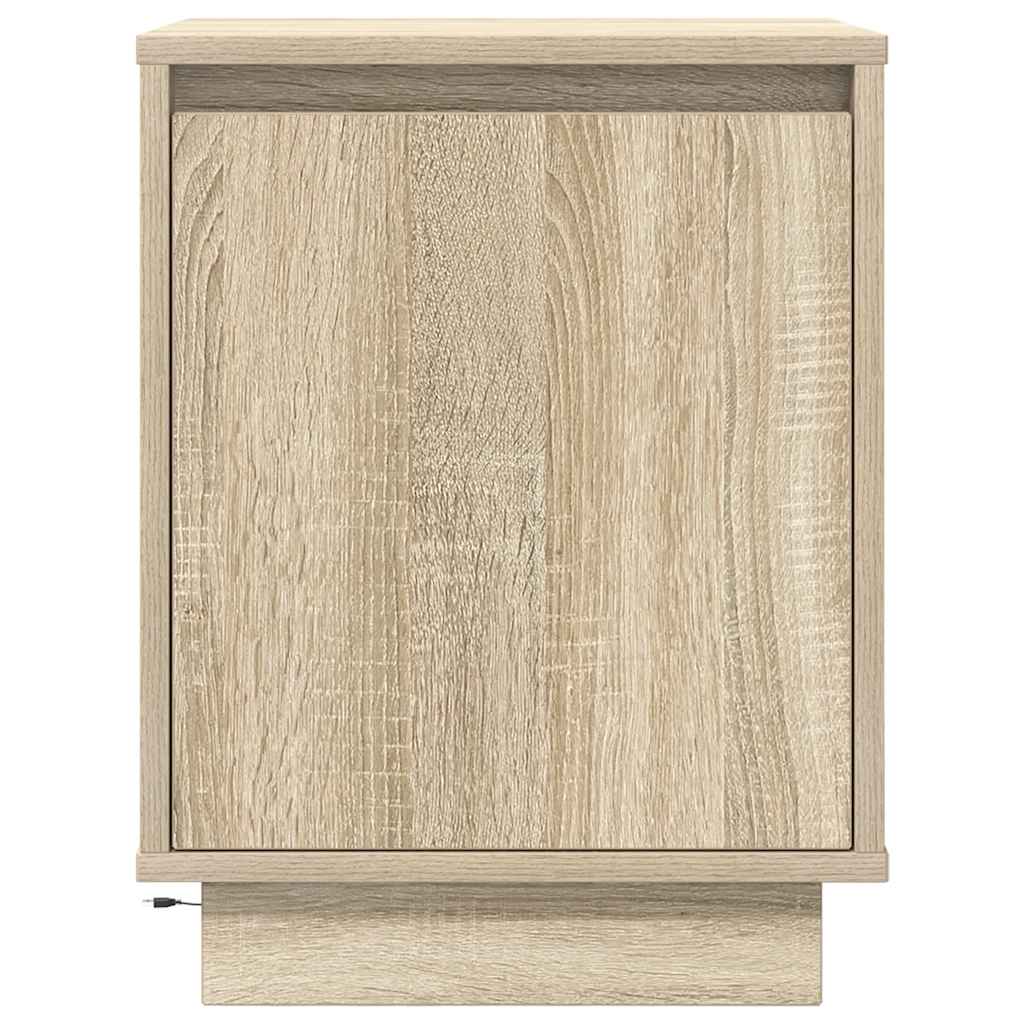 Bedside Cabinet with LED Lights Sonoma Oak 38x34x50 cm