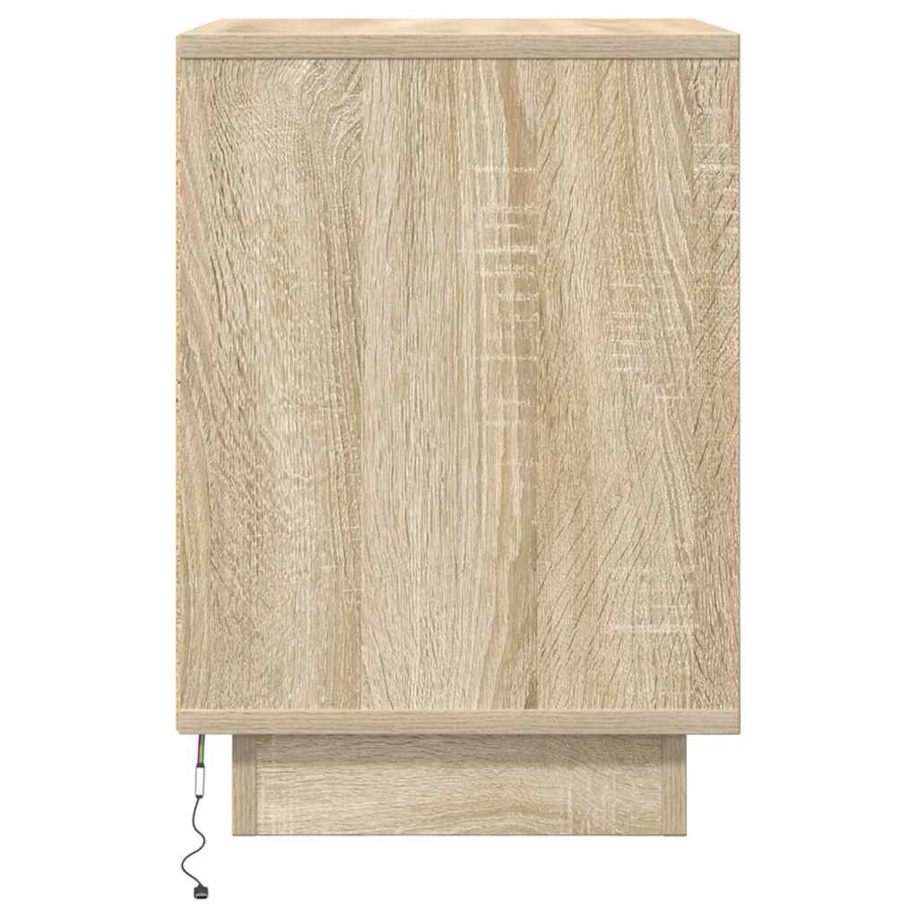 Bedside Cabinet with LED Lights Sonoma Oak 38x34x50 cm