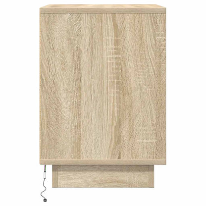 Bedside Cabinet with LED Lights Sonoma Oak 38x34x50 cm