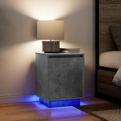 Bedside Cabinet with LED Lights Concrete Grey 38x34x50 cm