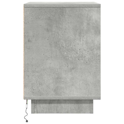 Bedside Cabinet with LED Lights Concrete Grey 38x34x50 cm