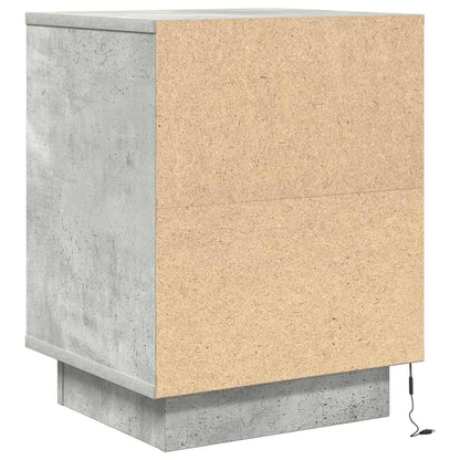 Bedside Cabinet with LED Lights Concrete Grey 38x34x50 cm