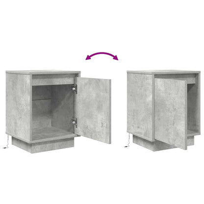 Bedside Cabinet with LED Lights Concrete Grey 38x34x50 cm