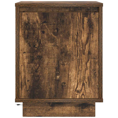 Bedside Cabinet with LED Lights Smoked Oak 38x34x50 cm