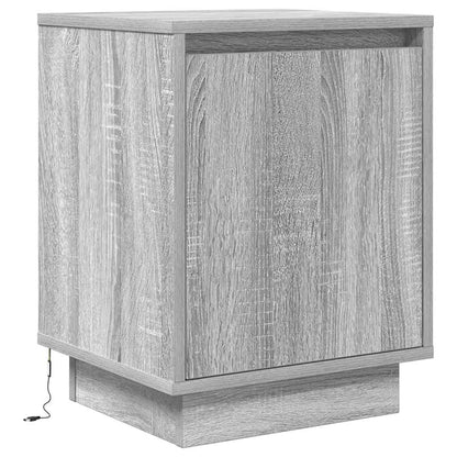 Bedside Cabinet with LED Lights Grey Sonoma 38x34x50 cm