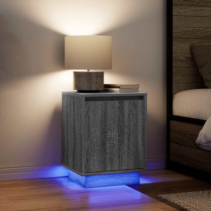 Bedside Cabinet with LED Lights Grey Sonoma 38x34x50 cm