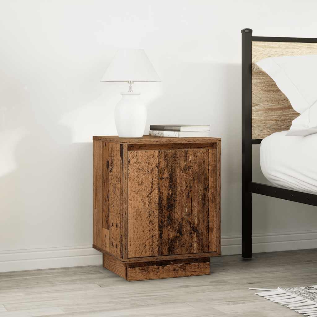 Bedside Cabinet with LED Lights Old Wood 38x34x50 cm