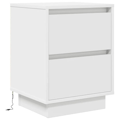 Bedside Cabinet with LED Lights White 38x34x50 cm