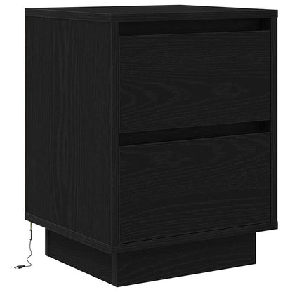 Bedside Cabinet with LED Lights Black 38x34x50 cm