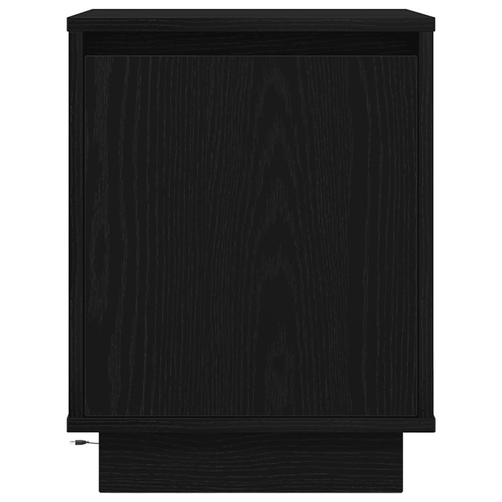 Bedside Cabinet with LED Lights Black 38x34x50 cm