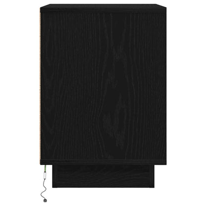 Bedside Cabinet with LED Lights Black 38x34x50 cm