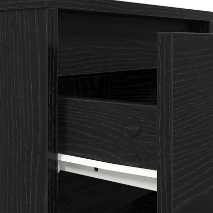 Bedside Cabinet with LED Lights Black 38x34x50 cm