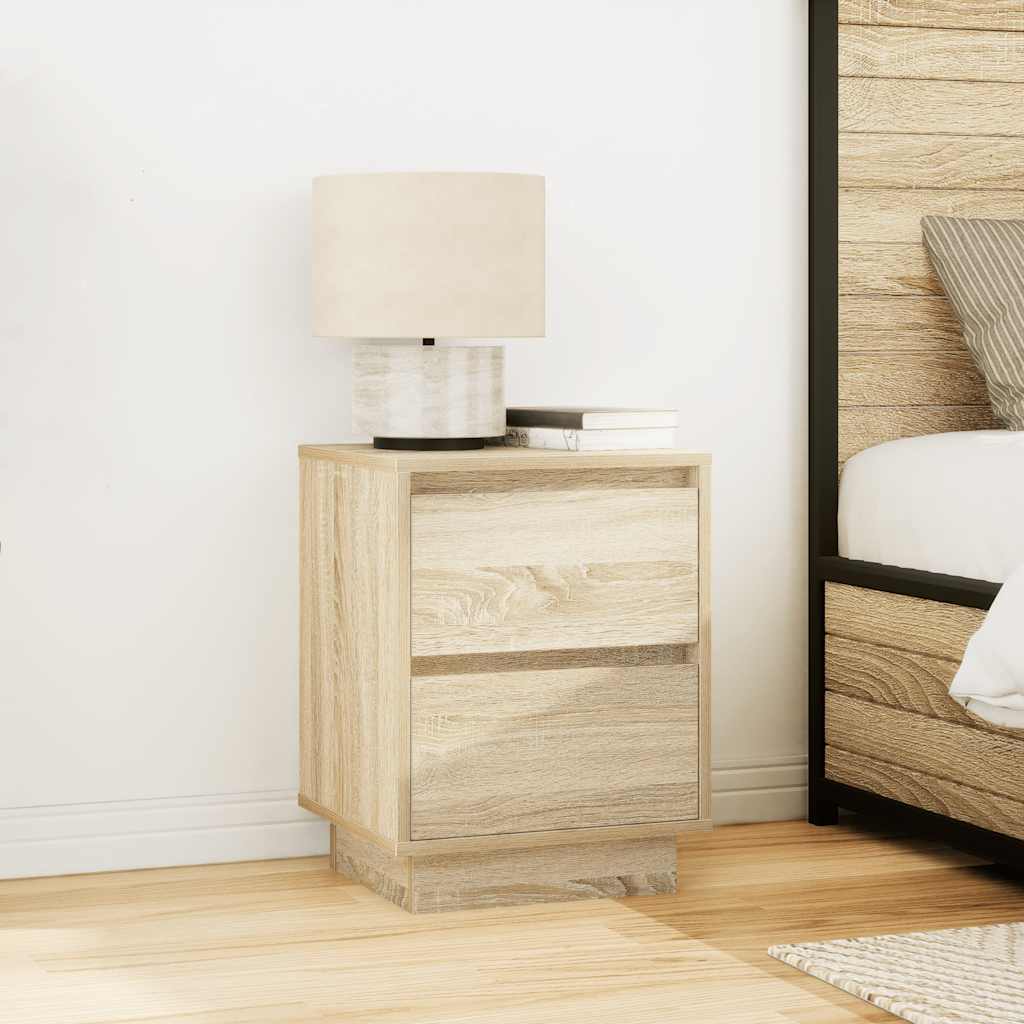 Bedside Cabinet with LED Lights Sonoma Oak 38x34x50 cm