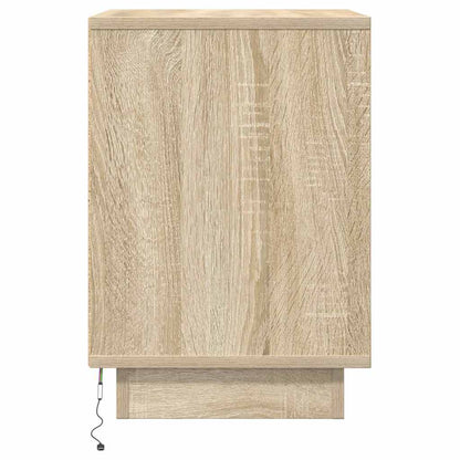 Bedside Cabinet with LED Lights Sonoma Oak 38x34x50 cm