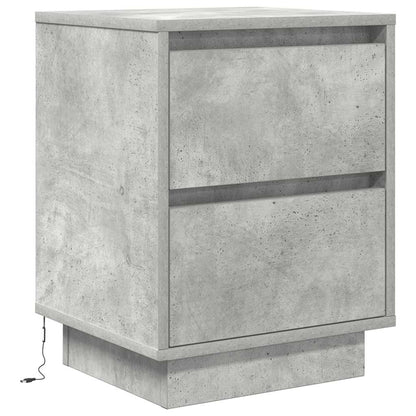 Bedside Cabinet with LED Lights Concrete Grey 38x34x50 cm