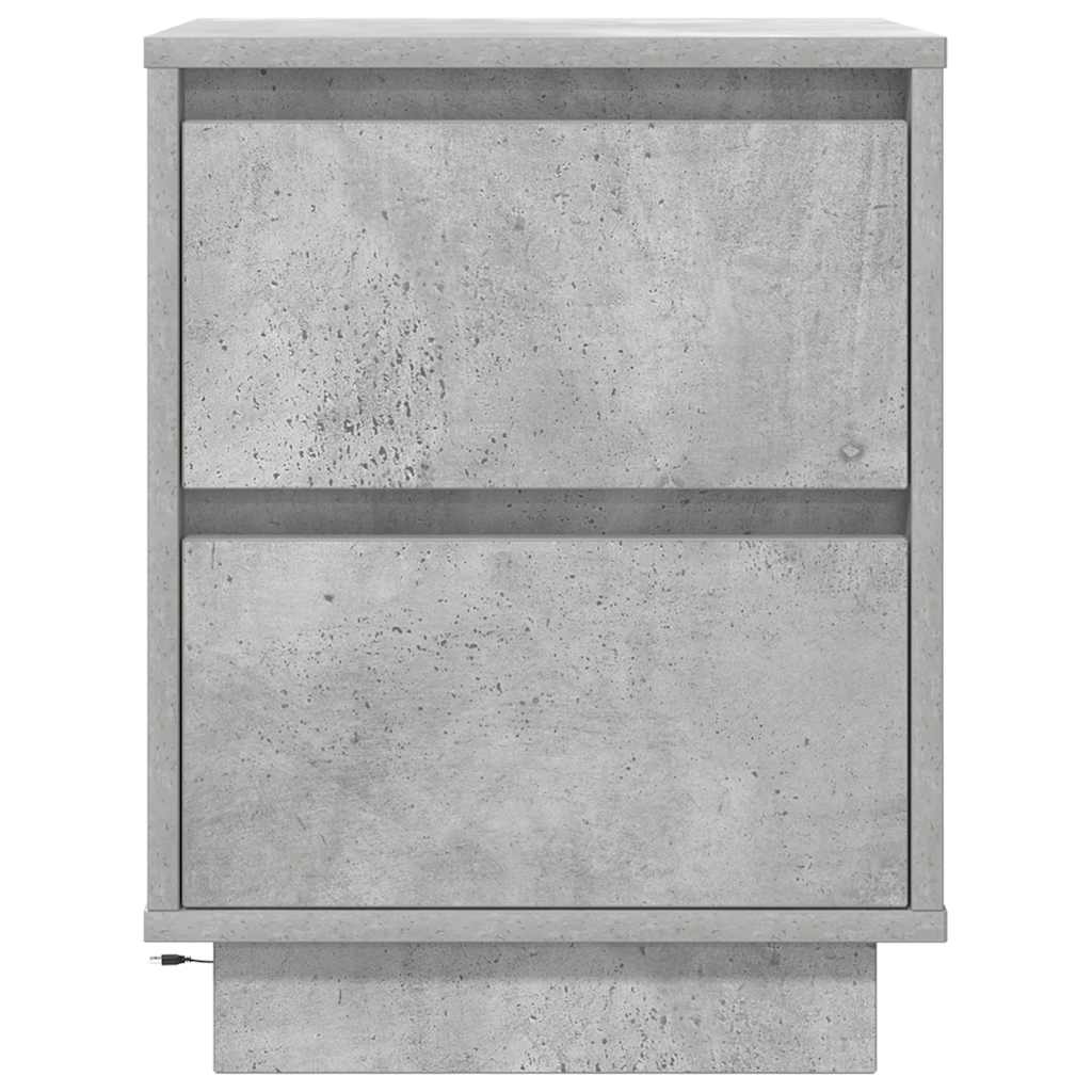 Bedside Cabinet with LED Lights Concrete Grey 38x34x50 cm