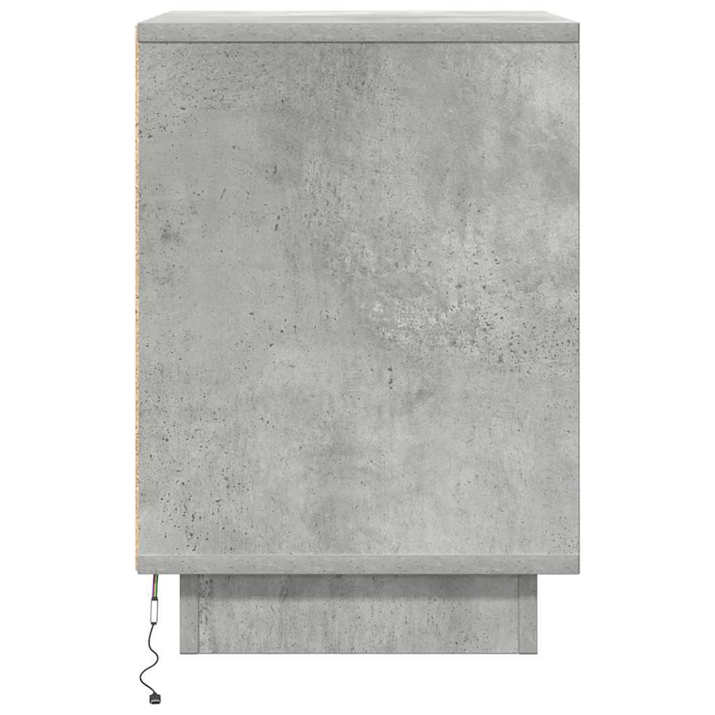 Bedside Cabinet with LED Lights Concrete Grey 38x34x50 cm