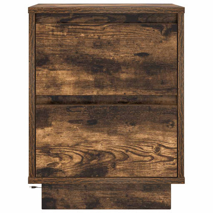 Bedside Cabinet with LED Lights Smoked Oak 38x34x50 cm