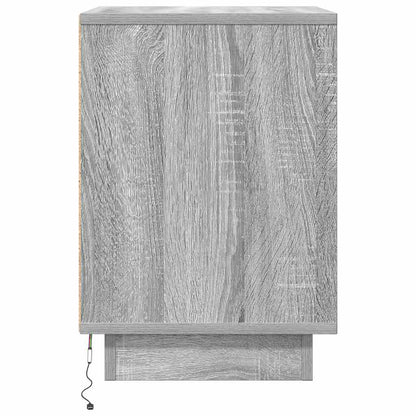 Bedside Cabinet with LED Lights Grey Sonoma 38x34x50 cm