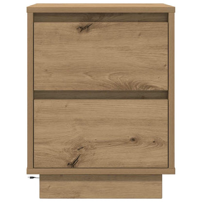 Bedside Cabinet with LED Lights Artisan Oak 38x34x50 cm