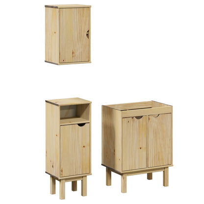 3 Piece Bathroom Furniture Set OTTA Solid Wood Pine