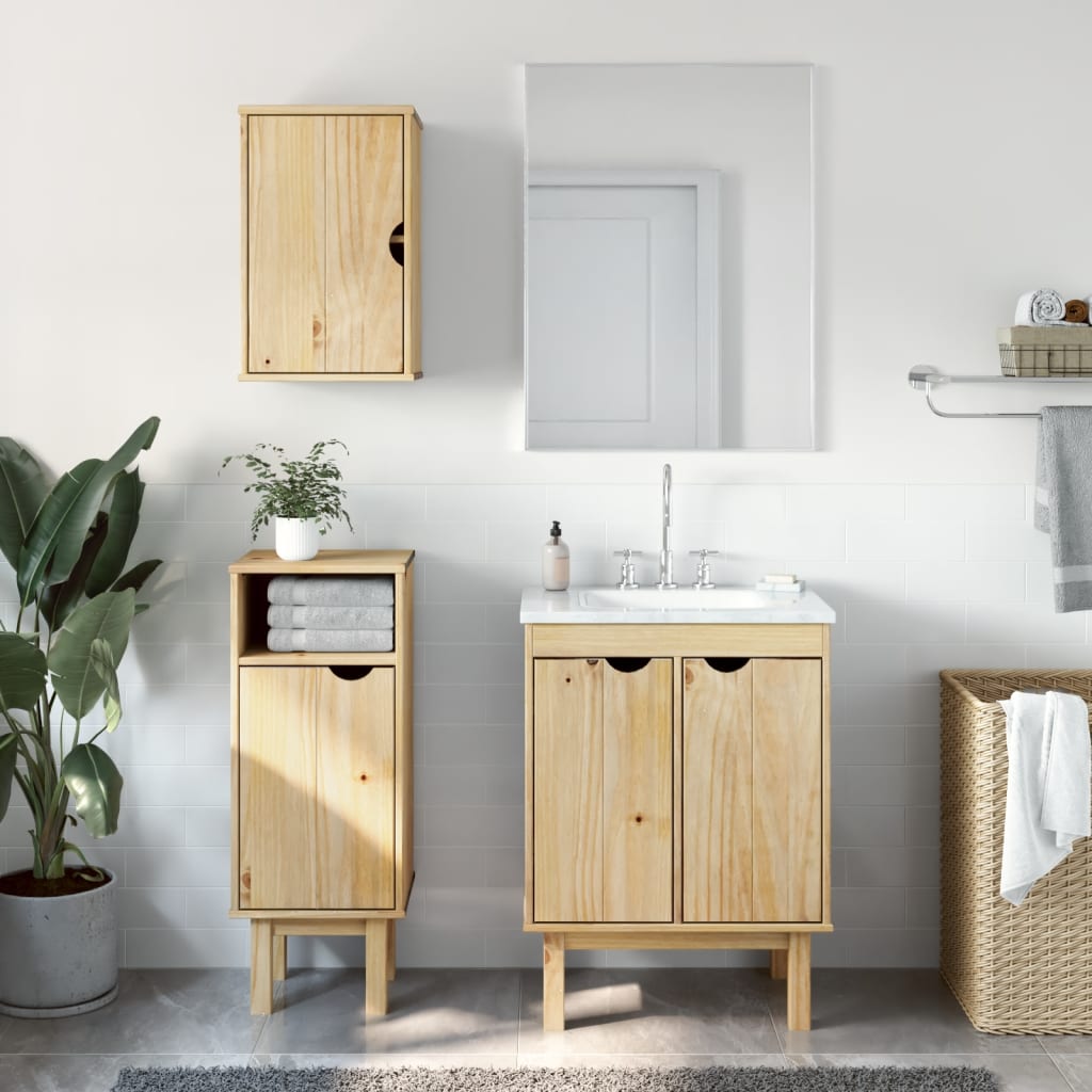 3 Piece Bathroom Furniture Set OTTA Solid Wood Pine