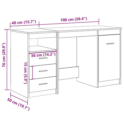 Desk with Cabinet Old Wood Engineered Wood