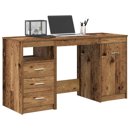 Desk with Cabinet Old Wood Engineered Wood