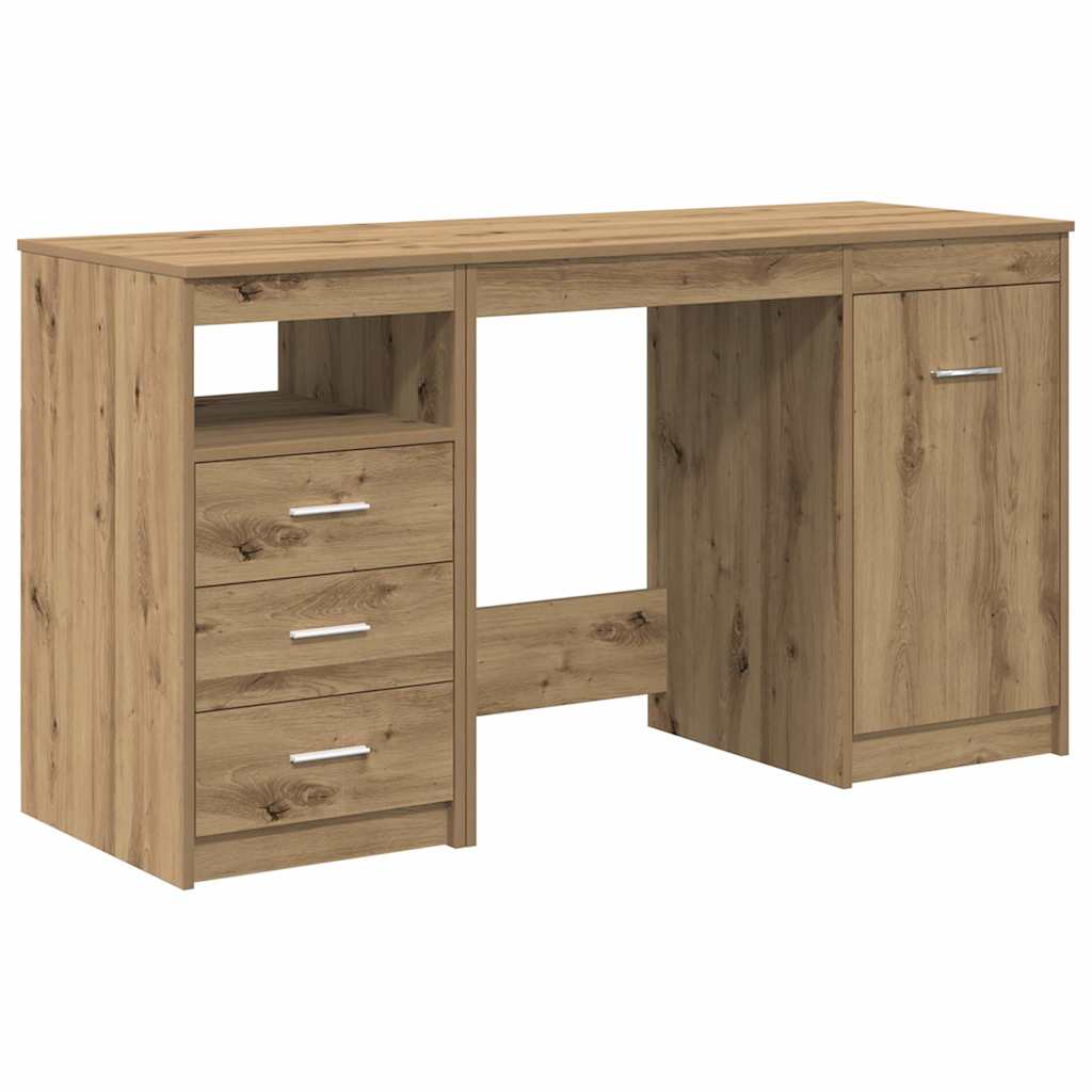 Desk with Cabinet Artisan Oak Engineered Wood