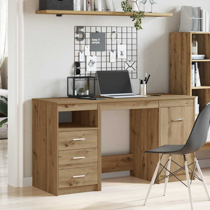 Desk with Cabinet Artisan Oak Engineered Wood