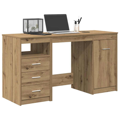 Desk with Cabinet Artisan Oak Engineered Wood