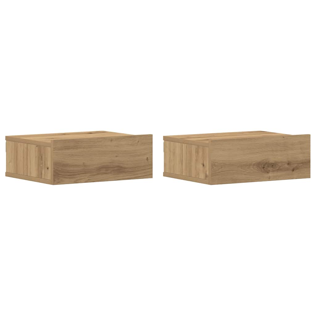 Floating Nightstands 2 pcs Artisan Oak 40x32x15 cm Engineered Wood