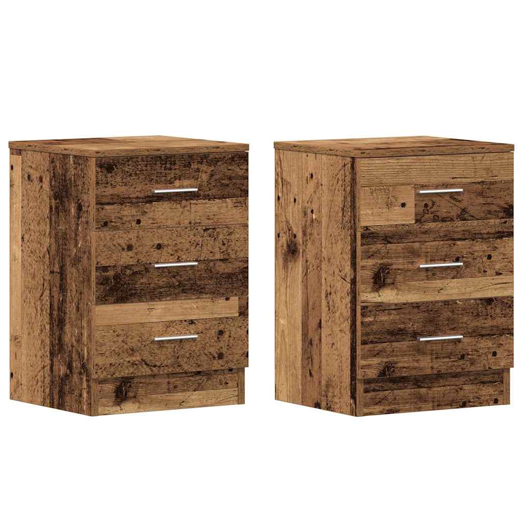 Bedside Cabinets 2 pcs Old Wood 38x35x55 cm Engineered Wood